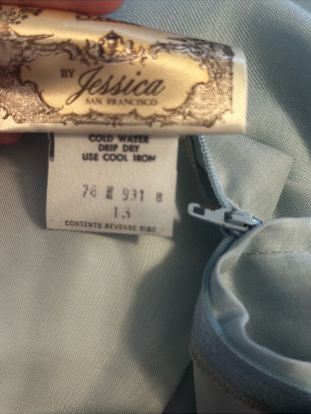 Gunne Sax Pale Blue Maxi Dress with Cream Lace - Picture 7 of 7